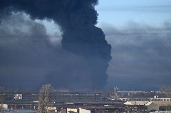 Smoke billowing from Ukraine military airport