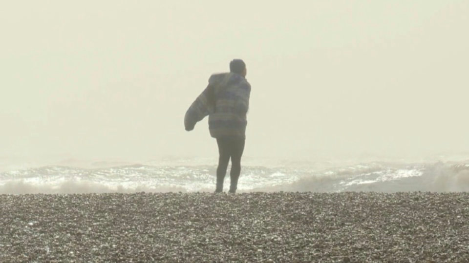 Beachgoers brave Brighton seafront despite Storm Eunice