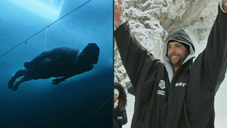 France’s Arthur Guerin-Boeri sets world record for longest under-ice swim