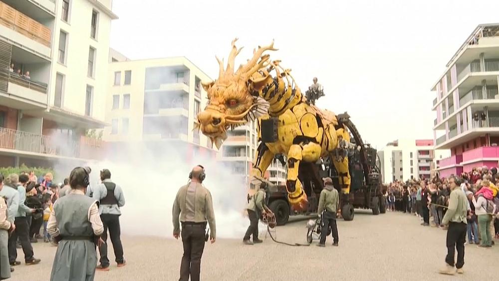 Dragon-horse from China captivates crowds in Toulouse