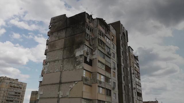 Wrecked buildings in Kyiv as shelling continues in Ukraine