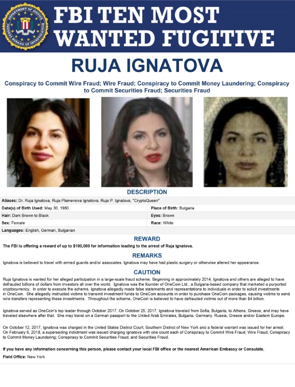 FBI adds Bulgarian ‘Crypto Queen’ to most-wanted list