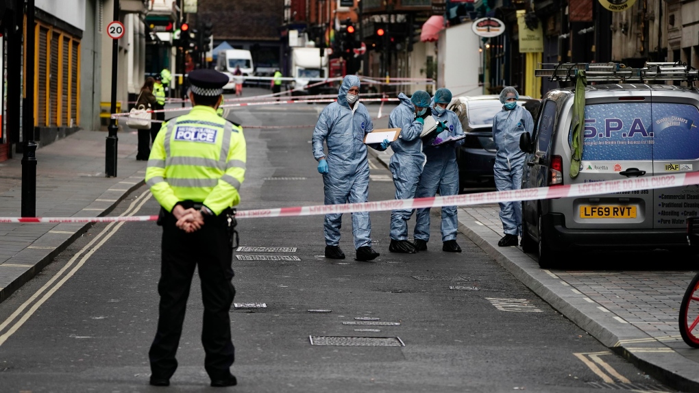 Scene after two police officers stabbed in London