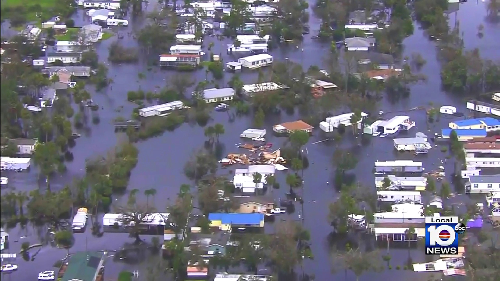 Fort Myers, Florida, from the air after the devastation of Hurricane Ian