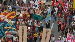 Filipinos hold protests ahead of Marcos speech